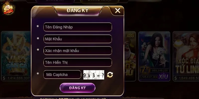 Đăng ký và tạo tài khoản Sunwin