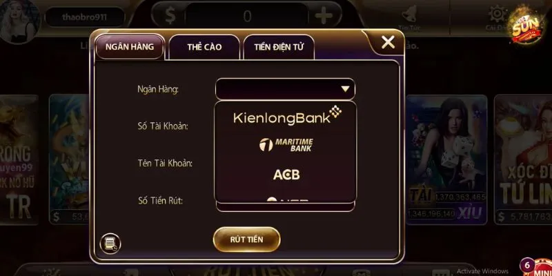 Quy trình rút tiền Sunwin an toàn 